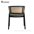 Modern Cafe Chair Metal Frame And Rattan Back